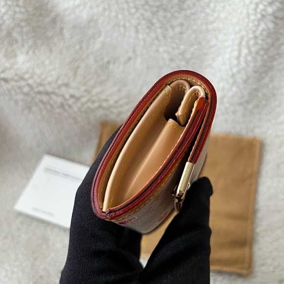 Auth Louis Vuitton Cherry Blossom Red Pink Monogram Card Holder Wallet - Picture 7 of 14